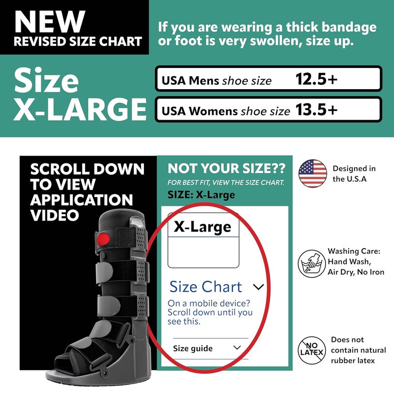Braceapedia Rapid Recover Tall Walking Boot, Fracture Boot, Medical Grade Fracture Brace, Ankle Boot, Ankle Brace, Adjustable Extra Large Compression Air Pump, Sprain & Injury Recovery, Post Op Shoe, Foot Boot for Injured Foot, Extra Large, Black - Image 2